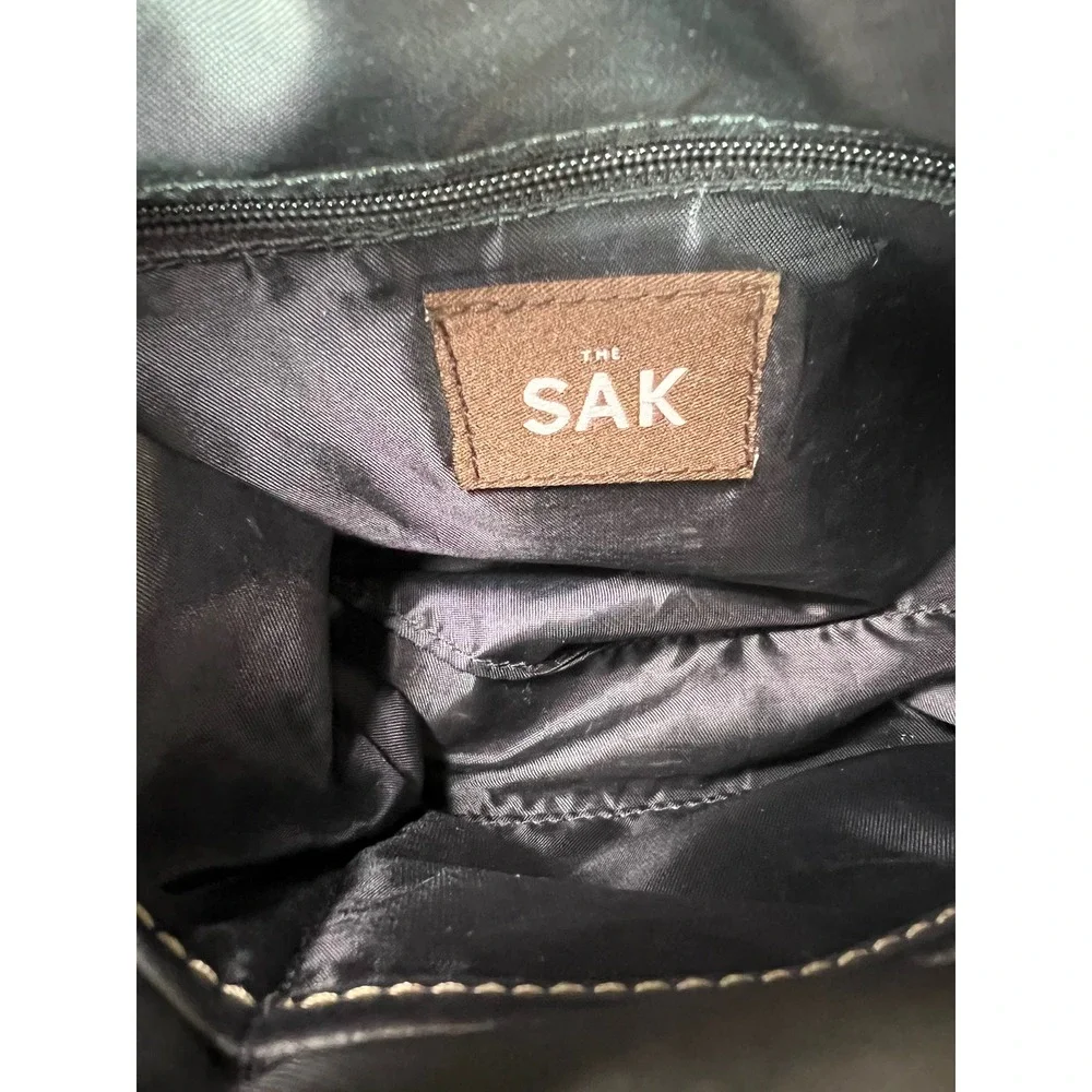 The Sak Black Crochet Shoulder Bag‎ Purse with Leather Trim